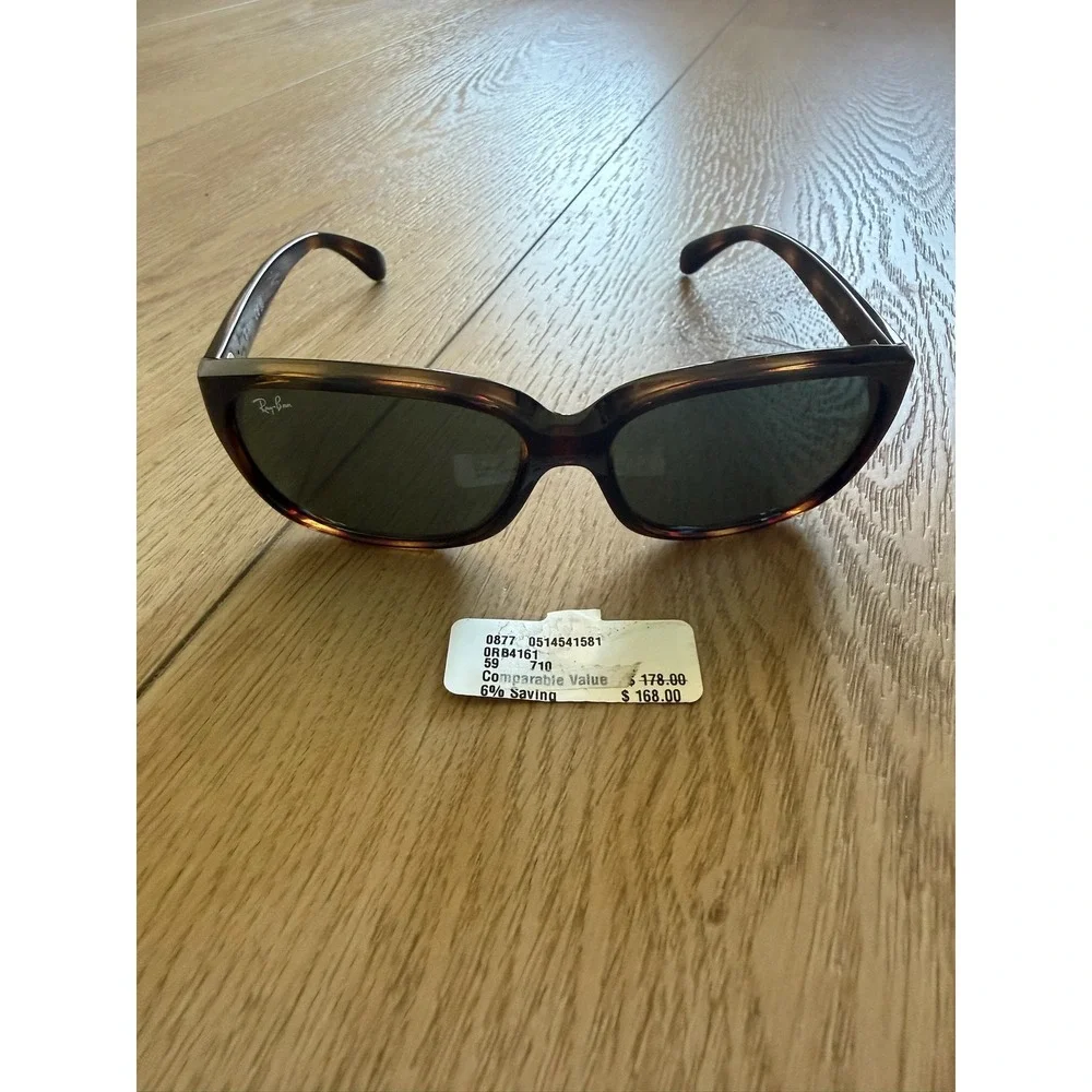 Ray-Ban RB4161 710 Tortoise Square Sunglasses Women 59mm Green Lens